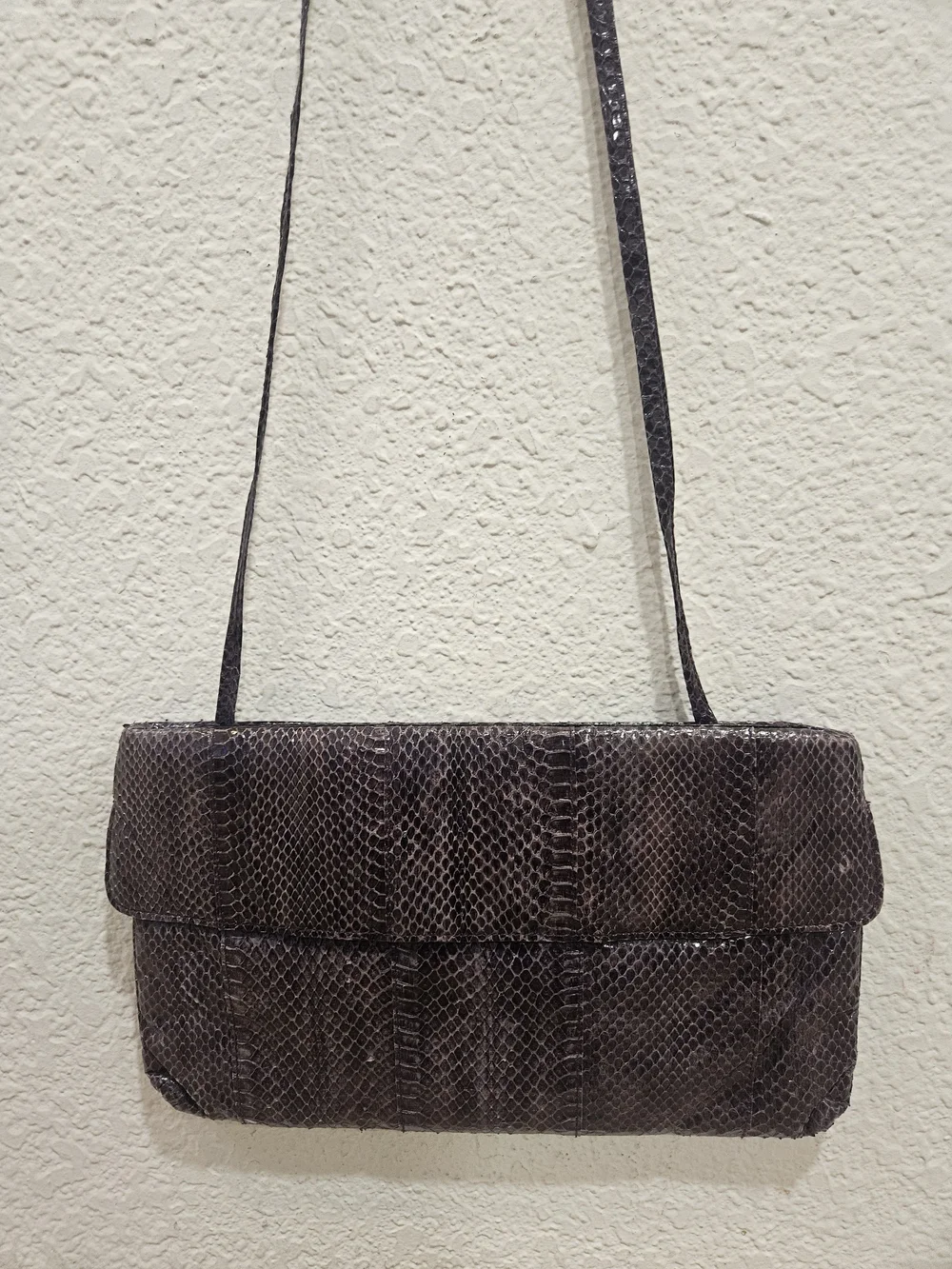 Vintage Joseph Genuine Purple Snakeskin Convertible Envelope Clutch Bag